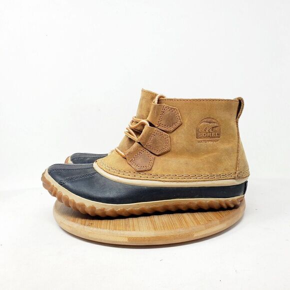 Sorel Out n About Womens 6.5 Duck Boots Brown Leather Lace Up Ankle Shoes - Picture 1 of 13
